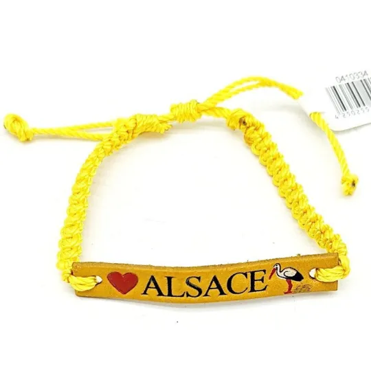 Bracelet coulissant Jaune fantaisie Cuir Alsace Cigogne