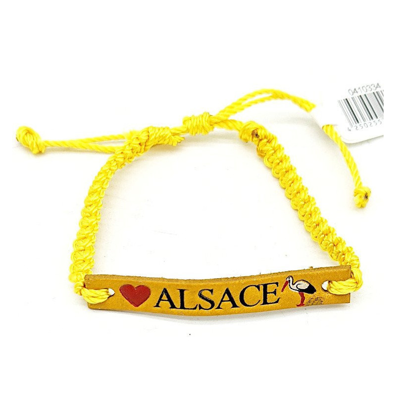 Bracelet coulissant Jaune fantaisie Cuir Alsace Cigogne