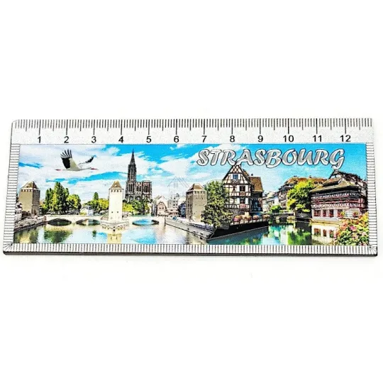 Decoratieve Magneet Liniaal 13 cm decor Straatsburg in reliëf