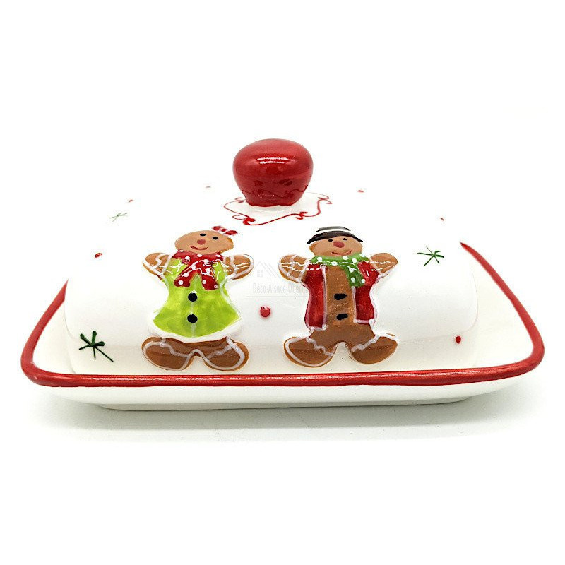 Ceramic Butter Dish Mannele decor in Gingerbread