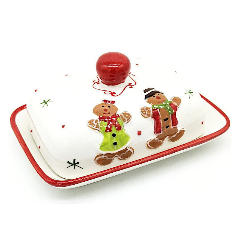 Ceramic Butter Dish Mannele decor in Gingerbread