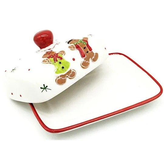 Ceramic Butter Dish Mannele decor in Gingerbread