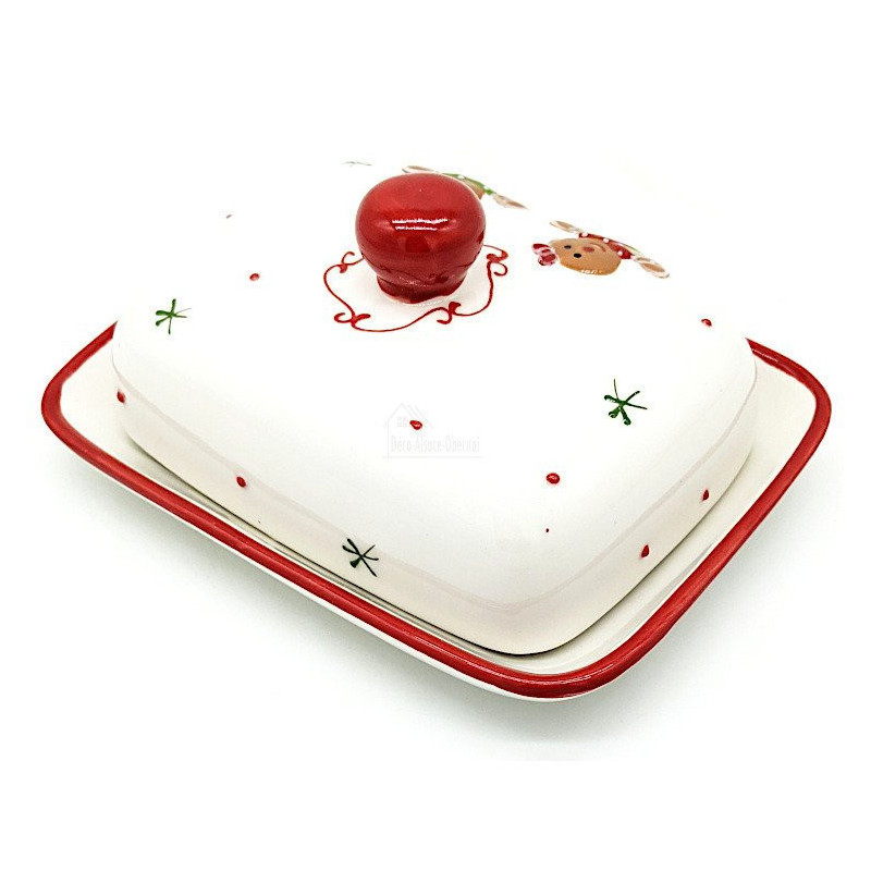 Ceramic Butter Dish Mannele decor in Gingerbread