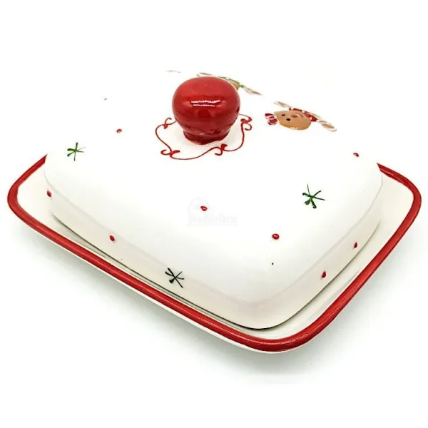 Ceramic Butter Dish Mannele decor in Gingerbread