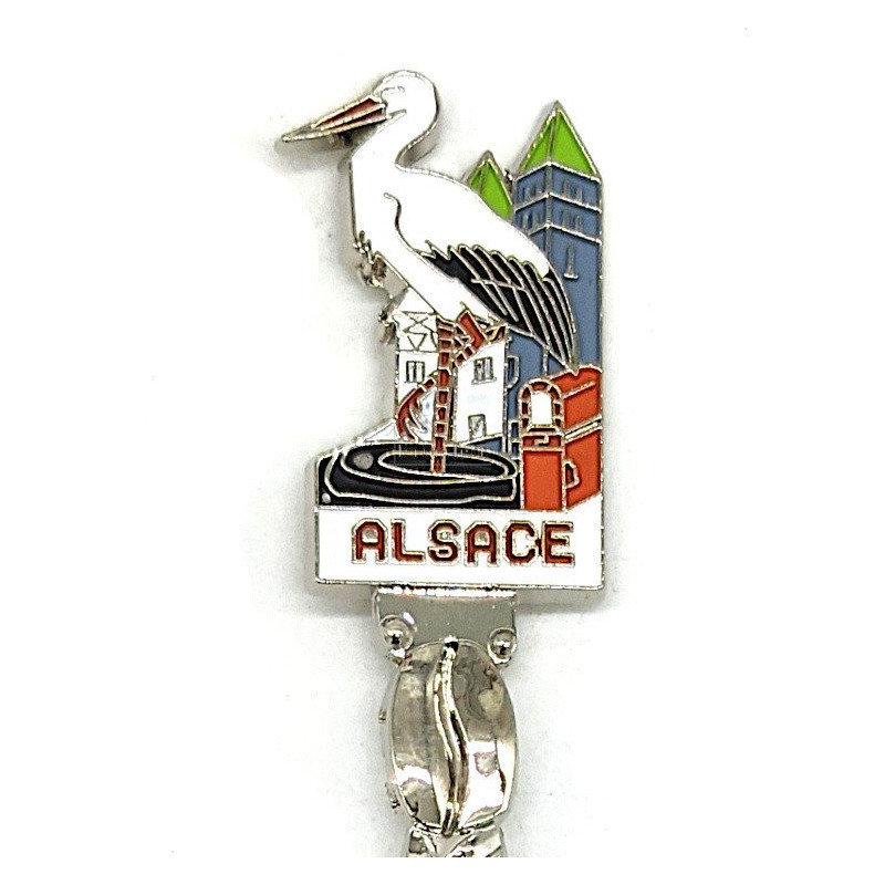 Cuillère de Collection Cigogne d'Alsace et Village