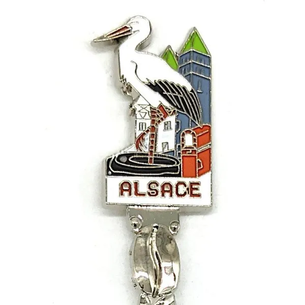 Collection Spoon with a Stork from Alsace and Village