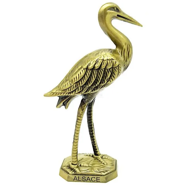 Cigogne Alsace en Métal laitonnée marquage Alsace