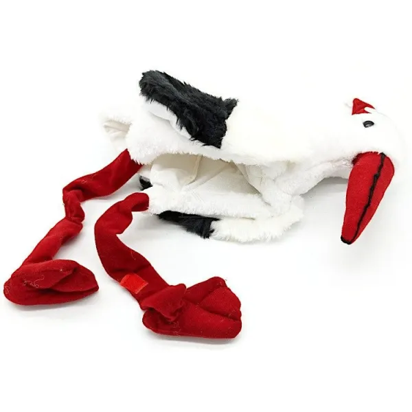 Bonnet Enfant Cigogne en Peluche d'Alsace et chapeau de Noël 70 cm