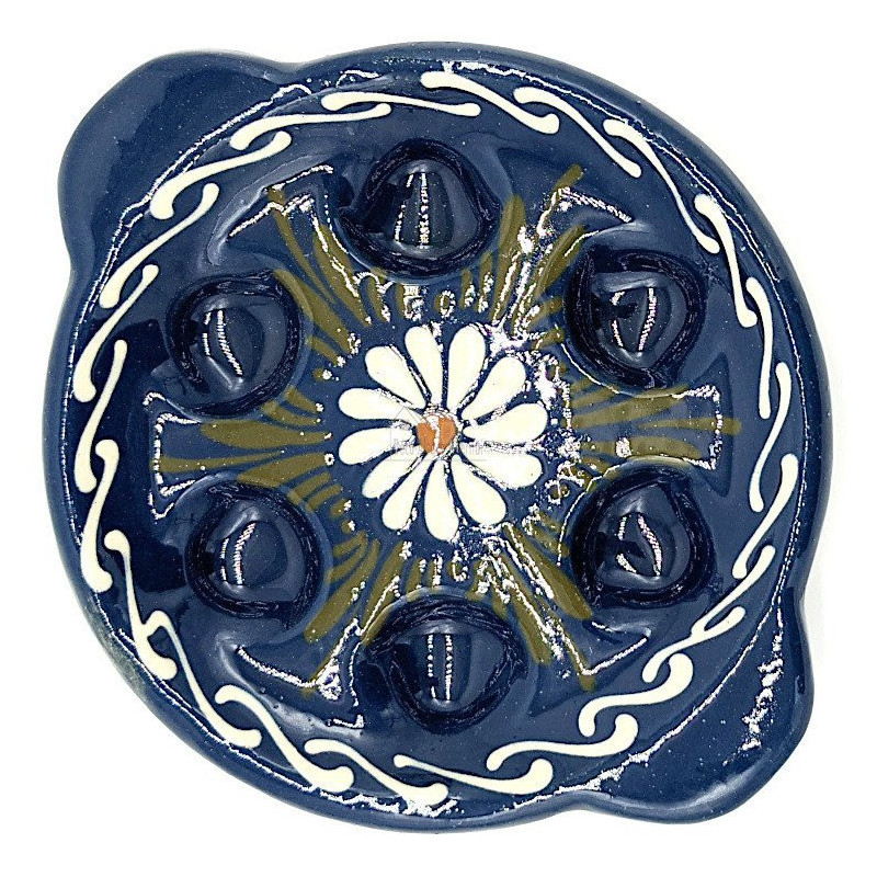 Schneckenschale 6 Löcher Bleu de Soufflenheim Gänseblümchen