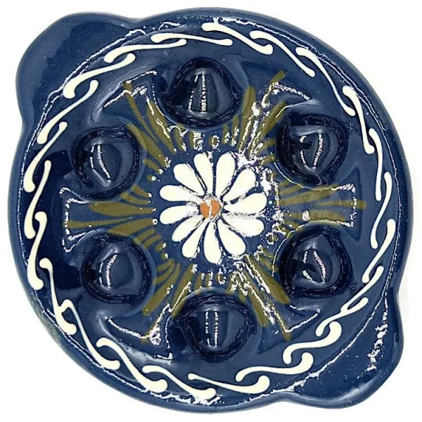 Snail dish 6 holes Bleu de Soufflenheim Daisy