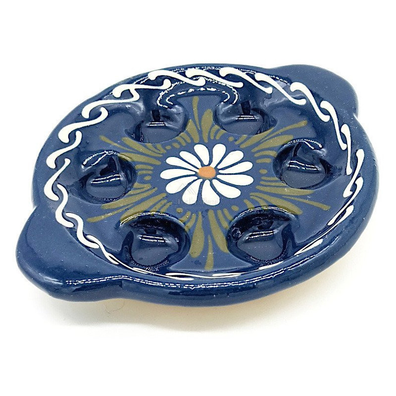 Schneckenschale 6 Löcher Bleu de Soufflenheim Gänseblümchen