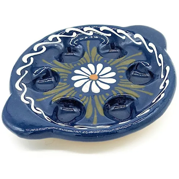 Snail dish 6 holes Bleu de Soufflenheim Daisy