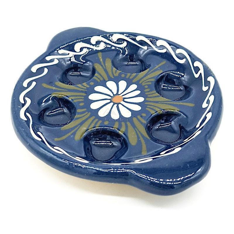 Schneckenschale 6 Löcher Bleu de Soufflenheim Gänseblümchen