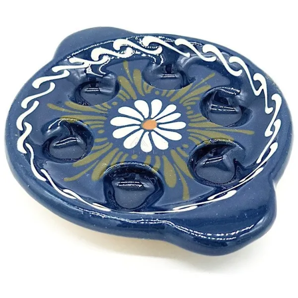 Snail dish 6 holes Bleu de Soufflenheim Daisy