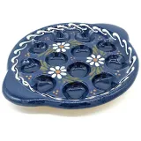 Plat à Escargots 12 trous Bleu de Soufflenheim Marguerite