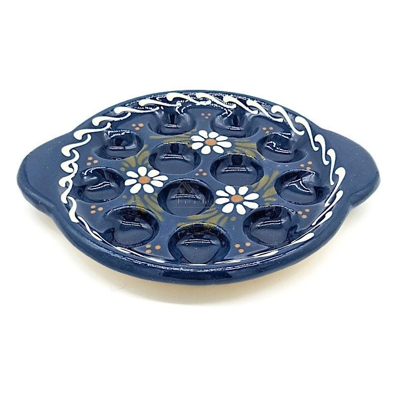 Schneckenschale 12 Löcher Bleu de Soufflenheim Gänseblümchen