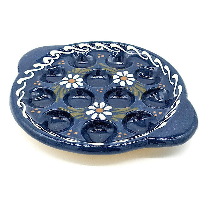 Schneckenschale 12 Löcher Bleu de Soufflenheim Gänseblümchen