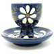 Coquetier sur Assiette Bleu de Soufflenheim Marguerite