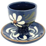 Coquetier sur Assiette Bleu de Soufflenheim Marguerite