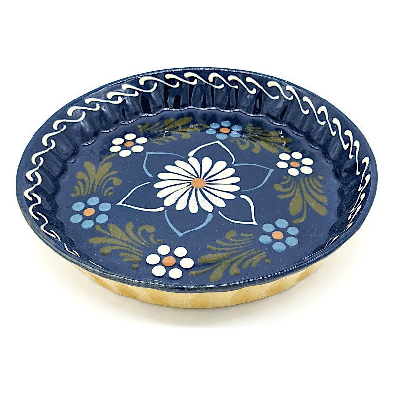 Plat à Tourte 30 cm Bleu de Soufflenheim Marguerite