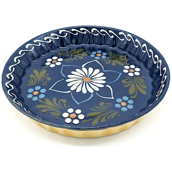 Kuchenform 30 cm Bleu de Soufflenheim Gänseblümchen
