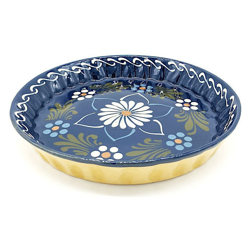 Plat à Tourte 30 cm Bleu de Soufflenheim Marguerite
