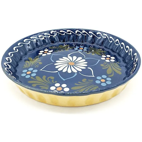 Kuchenform 30 cm Bleu de Soufflenheim Gänseblümchen