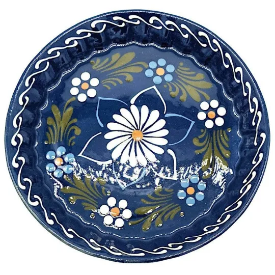 Plat à Tourte 30 cm Bleu de Soufflenheim Marguerite