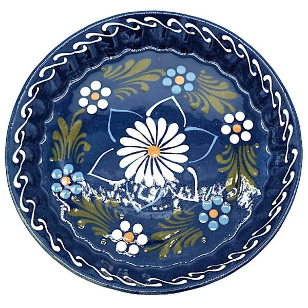 Kuchenform 30 cm Bleu de Soufflenheim Gänseblümchen