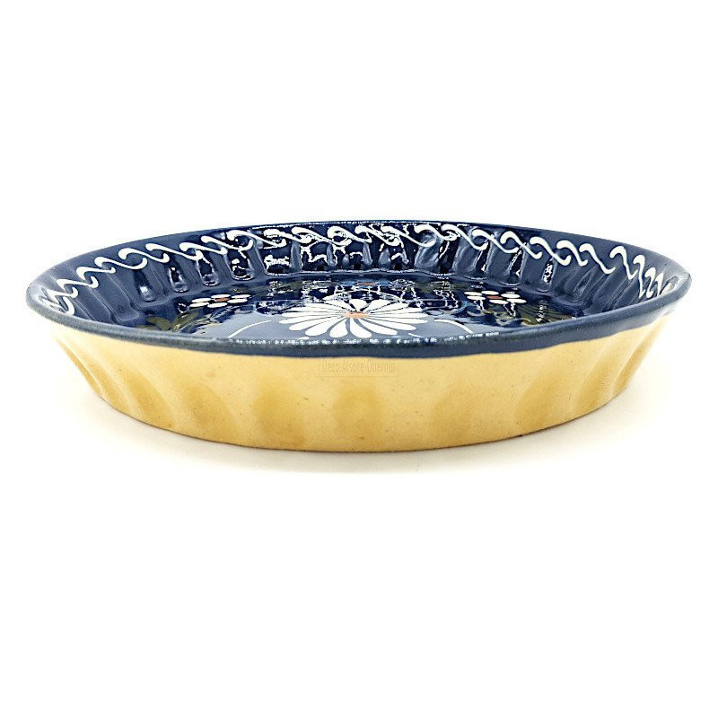 Plat à Tourte 30 cm Bleu de Soufflenheim Marguerite