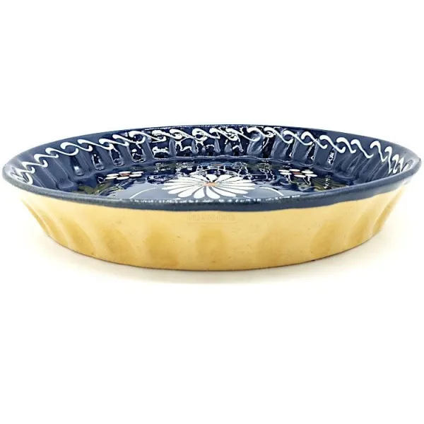 Kuchenform 30 cm Bleu de Soufflenheim Gänseblümchen