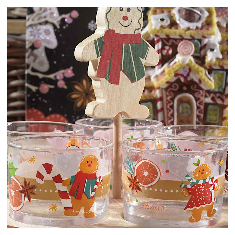 Set Apéritif 5 Bols en Verre sur Plateau en Bois Mannele