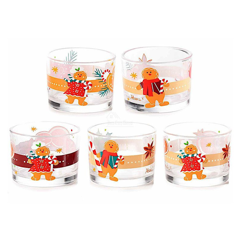 Set Apéritif 5 Bols en Verre sur Plateau en Bois Mannele