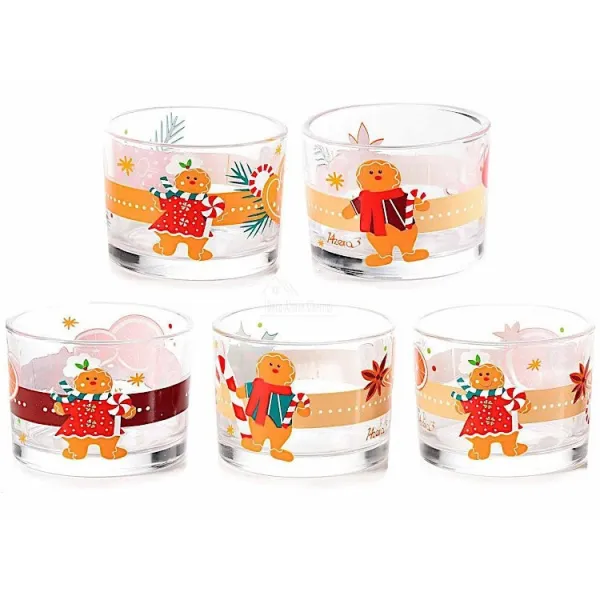 Set Apéritif 5 Bols en Verre sur Plateau en Bois Mannele