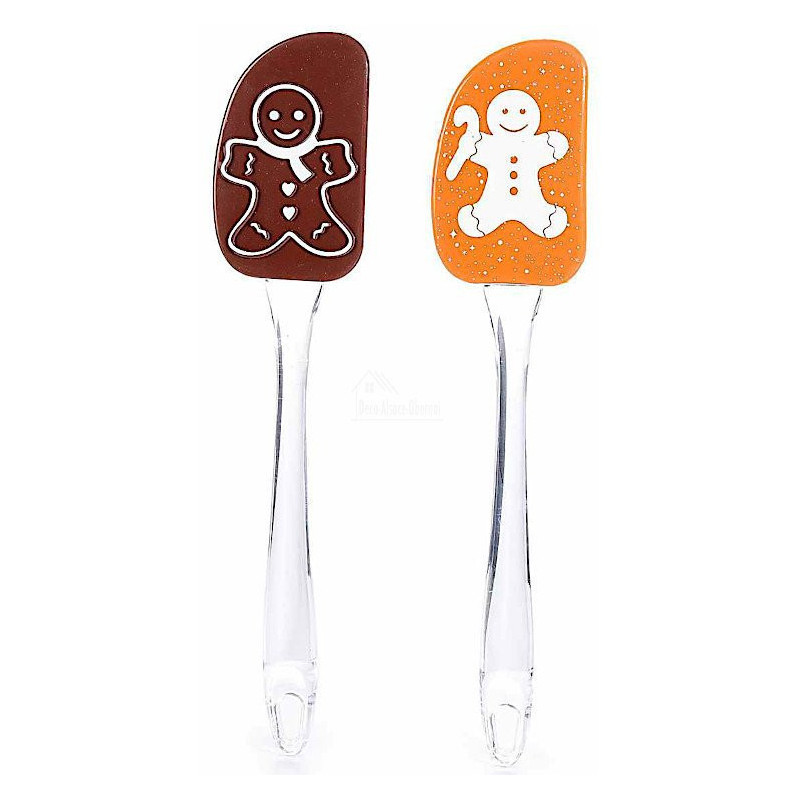 Spatule en Silicone décor Mannele Pain d'Epices Orange