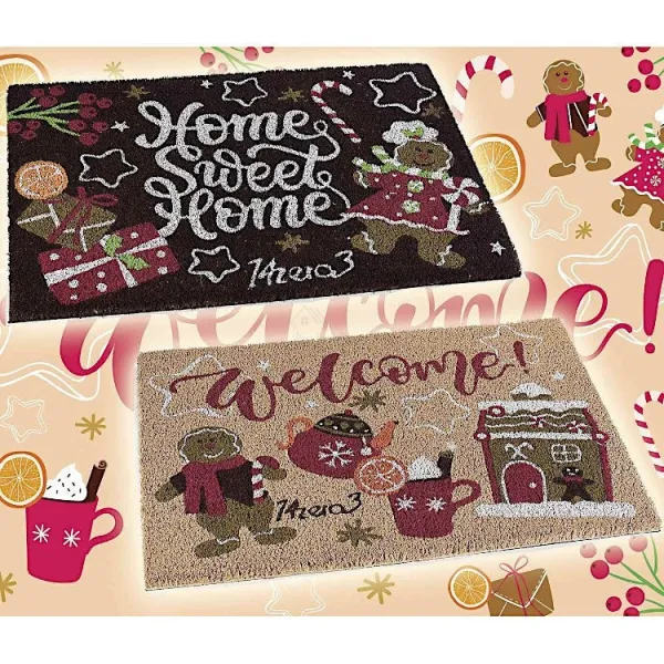 Paillasson décor Noël Epicé antidérapant Brun