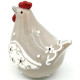 Poule en Céramique gris beige décorée