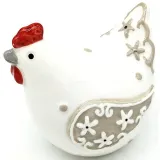 Decorated white ceramic hen