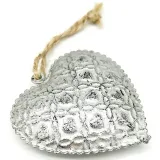 Small Gray Metal Heart with Hanging Bell