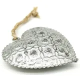 Petit Coeur en Métal gris avec grelot à suspendre