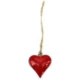 Petit Coeur en Métal rouge laqué Brillant à suspendre