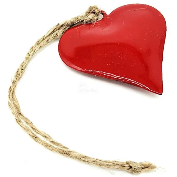Petit Coeur en Métal rouge laqué Brillant à suspendre