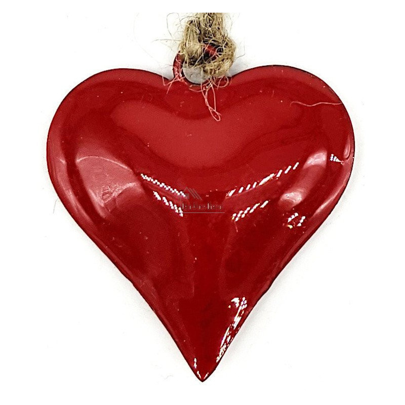 Petit Coeur en Métal rouge laqué Brillant à suspendre