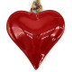 Petit Coeur en Métal rouge laqué Brillant à suspendre