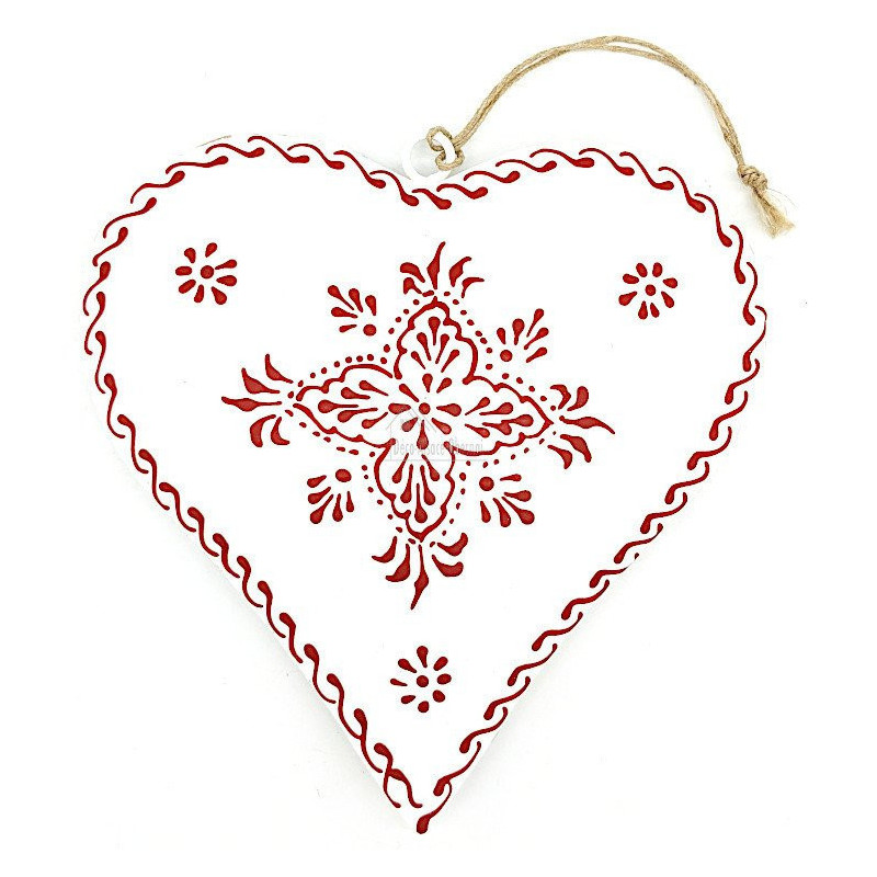 Heart of Alsace in white metal with red pattern decoration