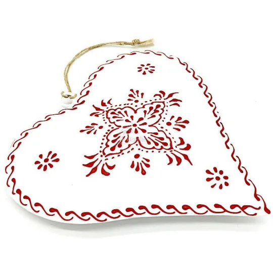 Heart of Alsace in white metal with red pattern decoration