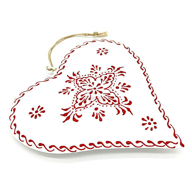 Heart of Alsace in white metal with red pattern decoration