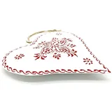 Coeur d'Alsace en métal Blanc décor motifs rouge