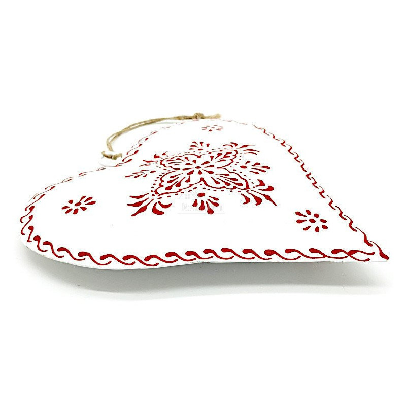 Heart of Alsace in white metal with red pattern decoration