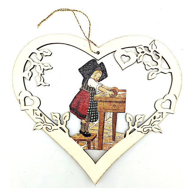 Coeur d'Alsace en Bois décor La petite Pâtissière Hansi